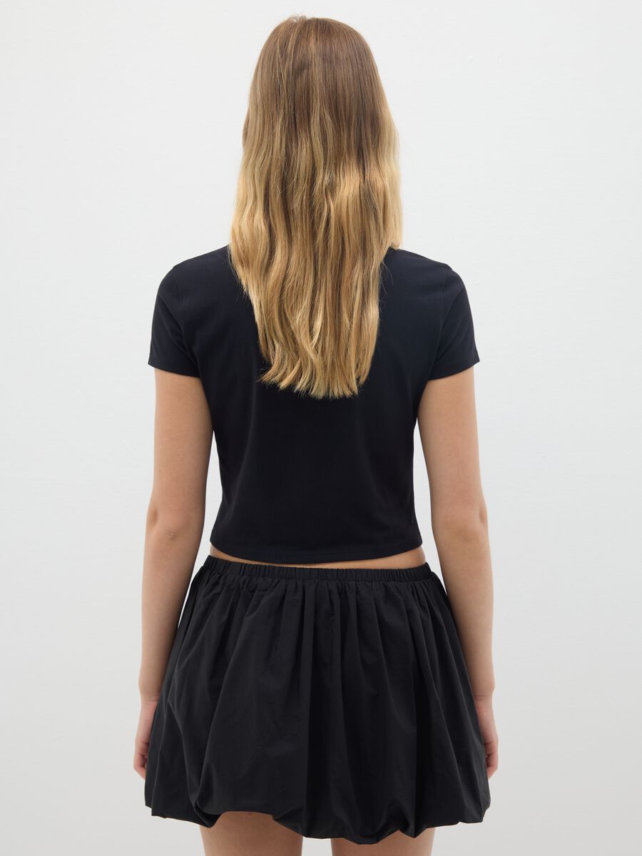 Women's black pure cotton T-shirt_3