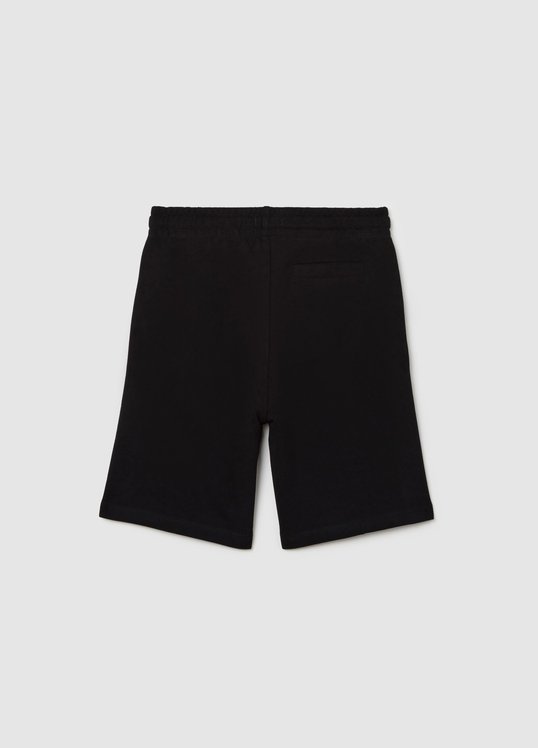 Pantaloni corti da ragazzo in puro cotone nero regular fit