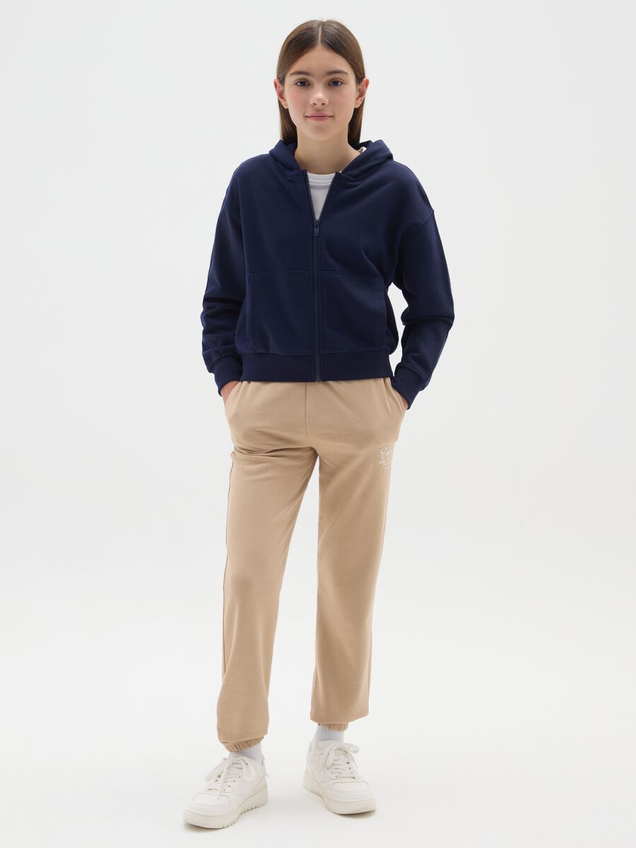 Girls' beige jogger trousers in cotton blend regular fit_0