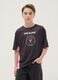 Black short-sleeved T-shirt with sporty print, regular fit_0