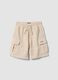 Shorts cargo in puro cotone beige da bambino comfort fit_0