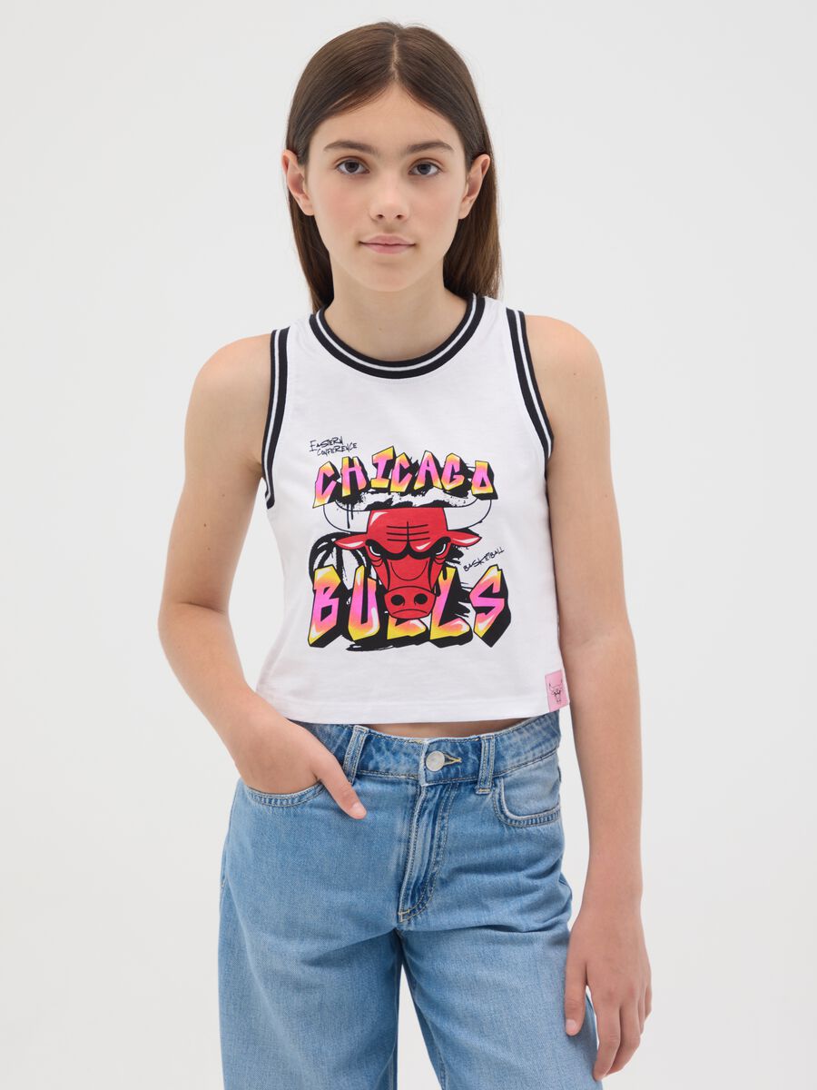 Girls' pure cotton white regular fit tank top_0