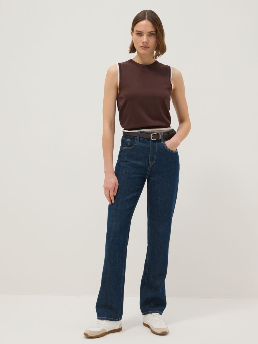 Brown Sleeveless Viscose Blend Tank Top - Regular Fit_2