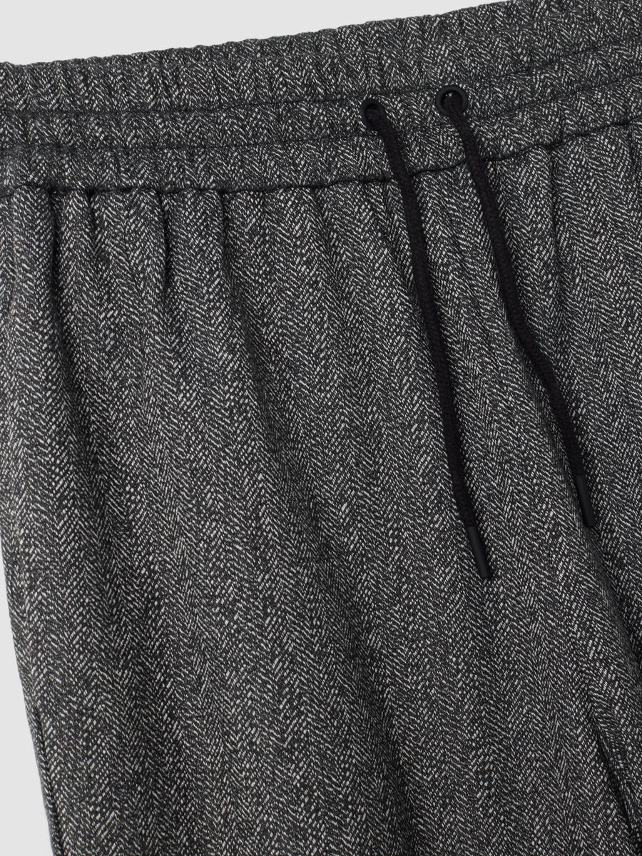 Grey stretch viscose-blend wide-leg joggers with pattern_2