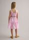 Girls' regular fit pink pure cotton dress with floral belt_2