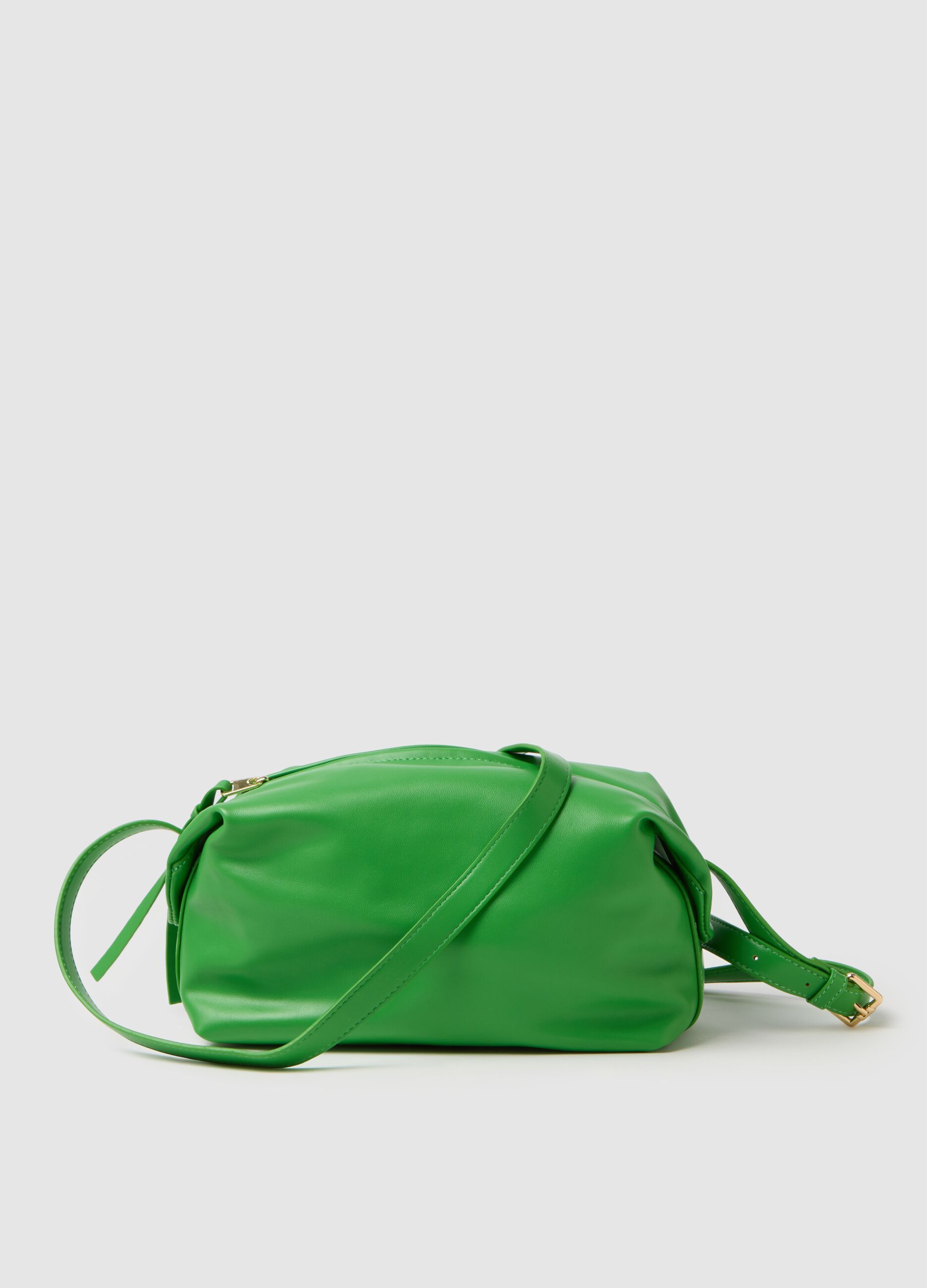 Green Shoulder Bag with Zip Closure