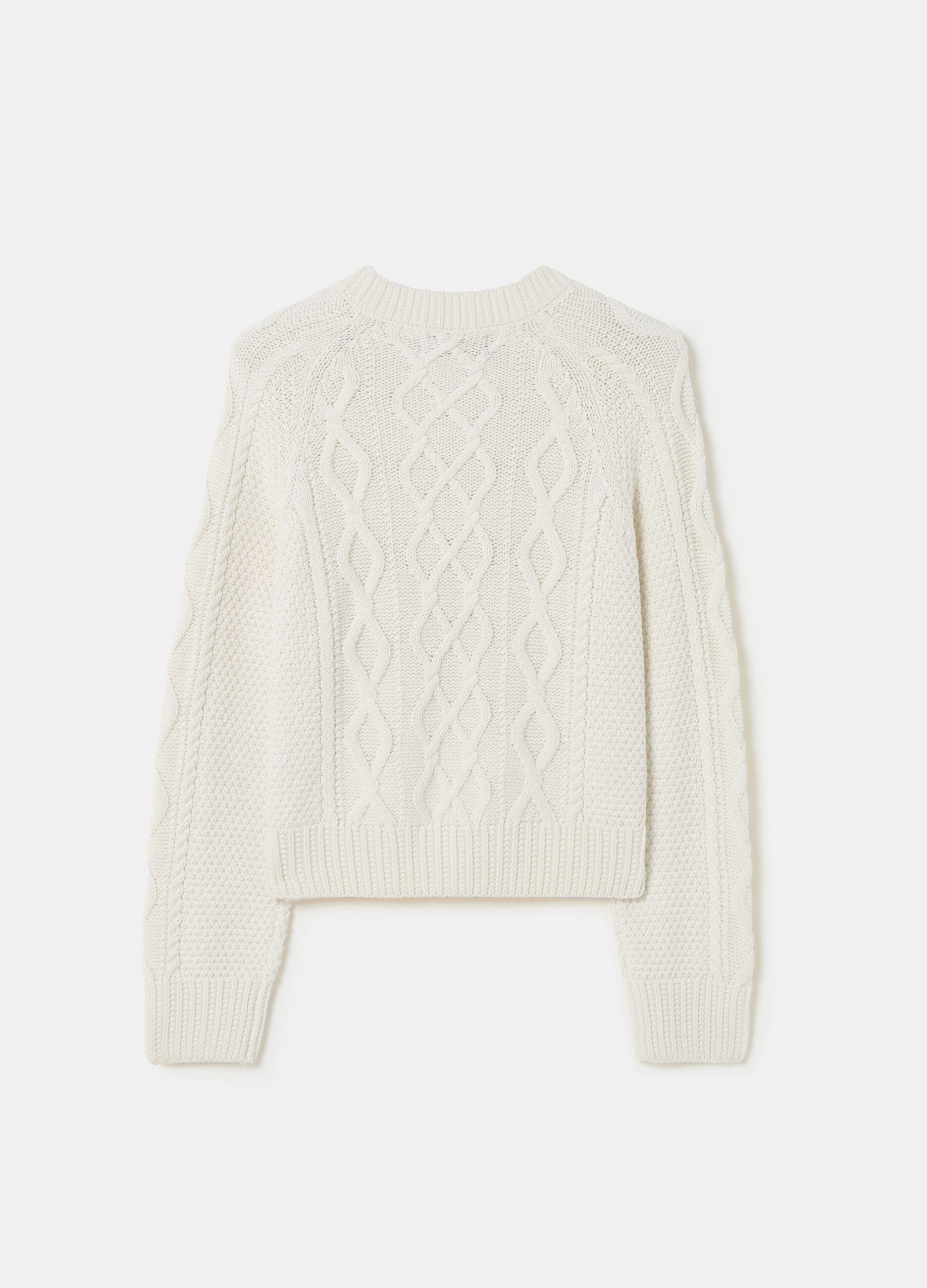 Cable-knit cardigan with diamond motif