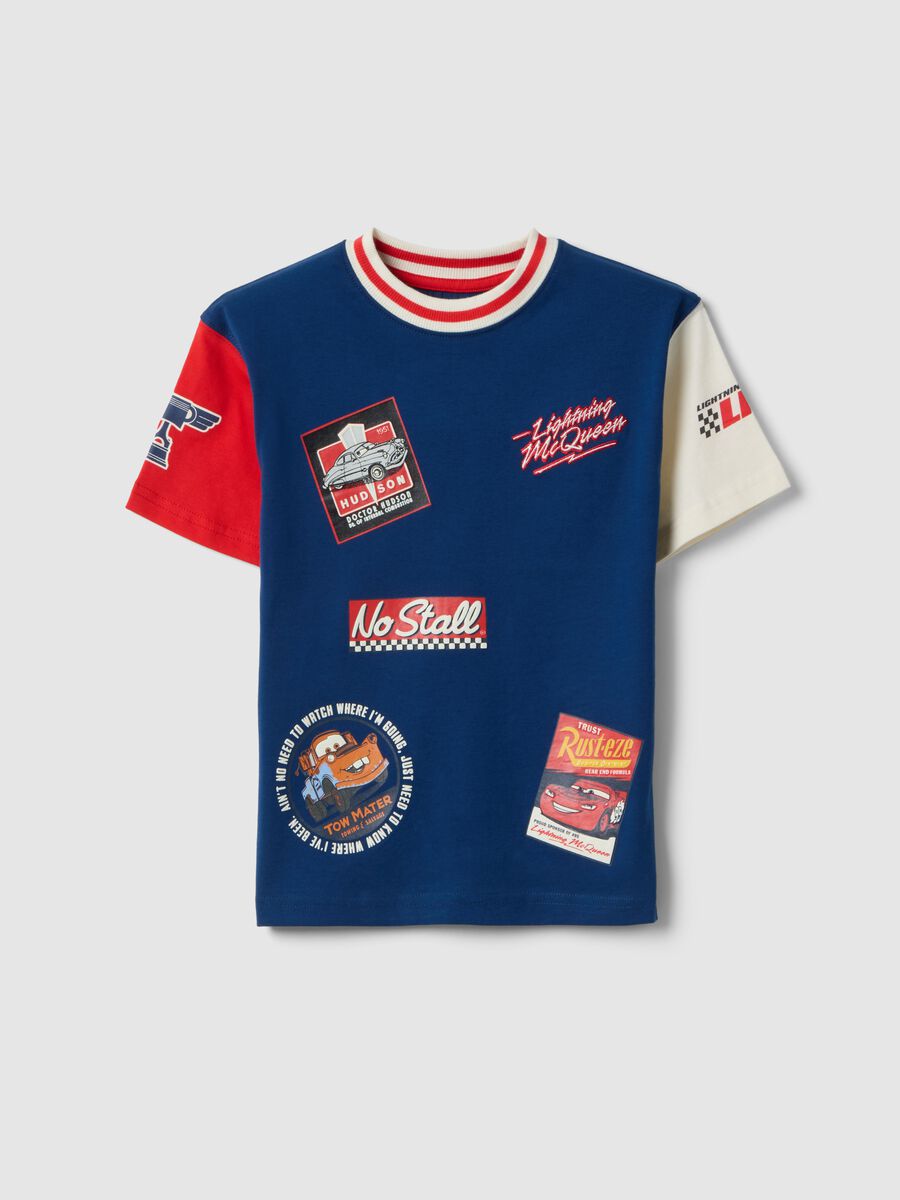 Boys&rsquo; blue pure cotton T-shirt with Cars print, oversized fit_0