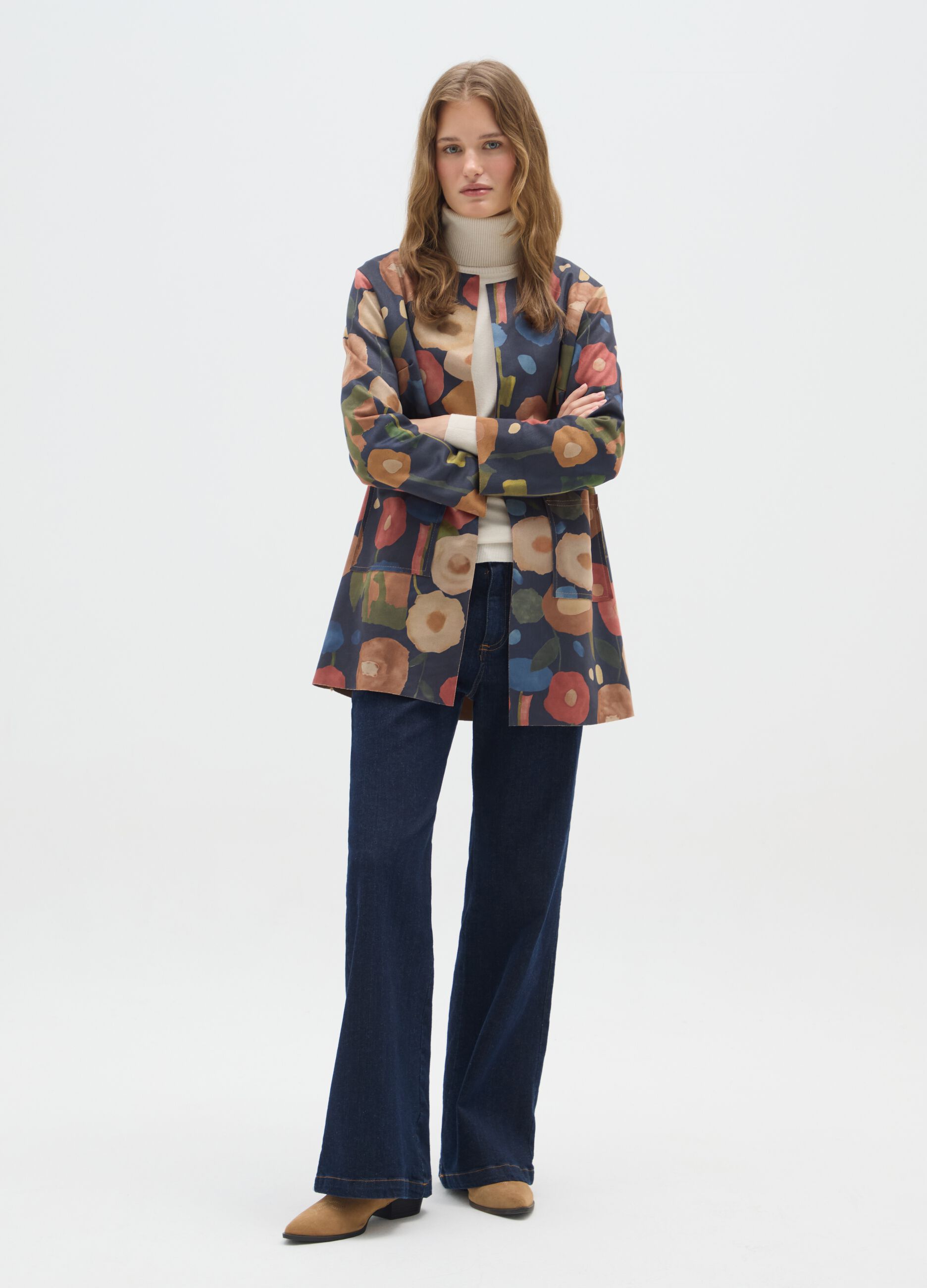 Multicolour regular fit blazer with flowers