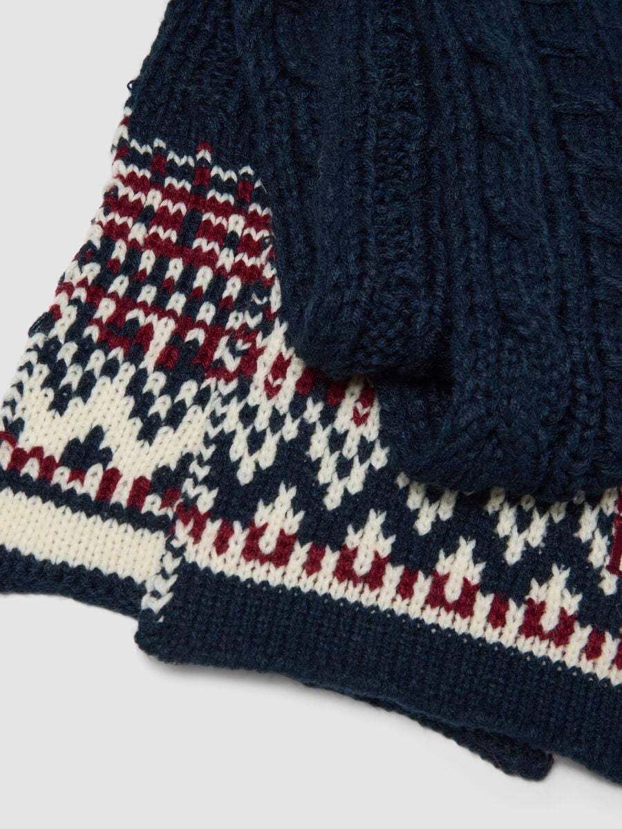 Sciarpa blu navy jacquard a trecce_3