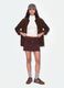 Brown stretch viscose mini skirt with belt_0