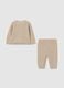 Newborn set in pure beige cotton with embroidery_1