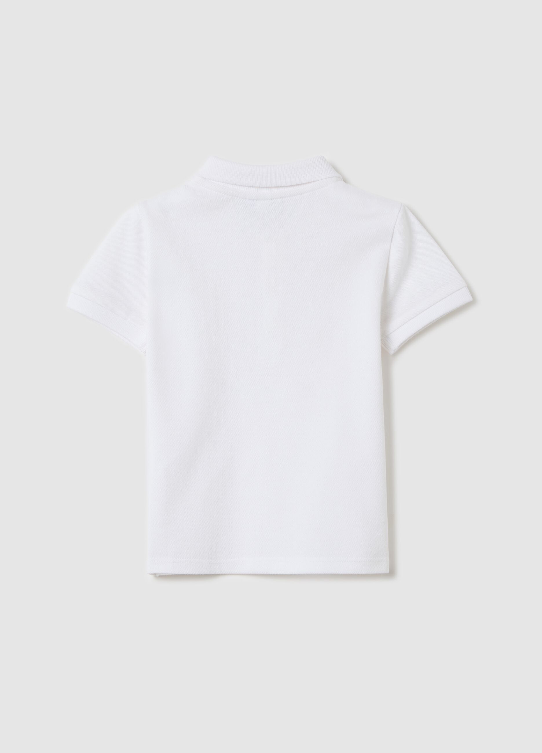 White short-sleeved polo shirt in piquet