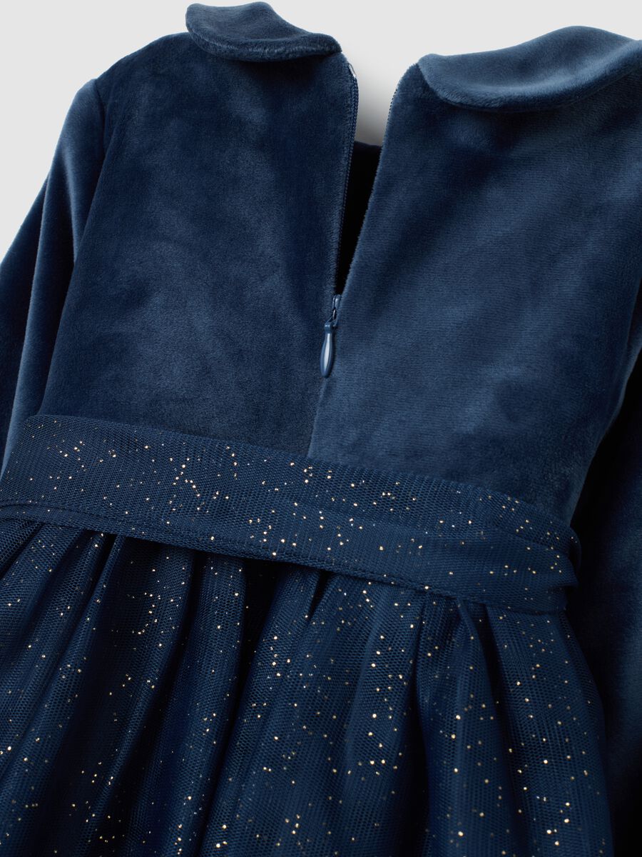 Vestito da bimba in velour blu elasticizzato con glitter_2