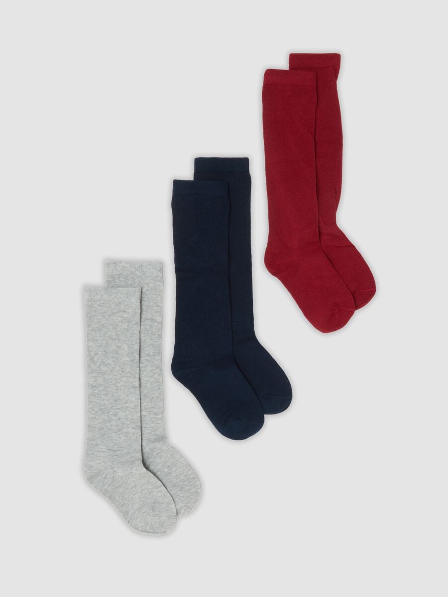 Tripack di calze lunghe multicolor in cotone organico elasticizzato_0
