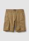 Beige stretch cotton cargo shorts, regular fit_4