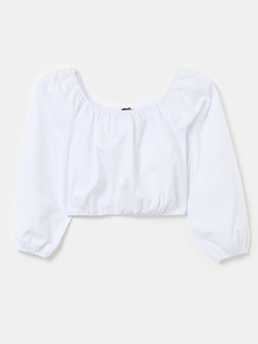 Blusa cropped in cotone_0
