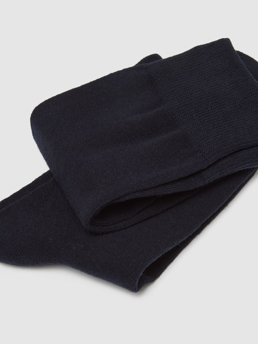 Three-Pack Regular Fit Long Blue Cotton Blend Socks_2