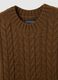 Brown regular fit cable knit jumper_5
