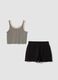 Girls&rsquo; black and beige fitted stretch-cotton set_1