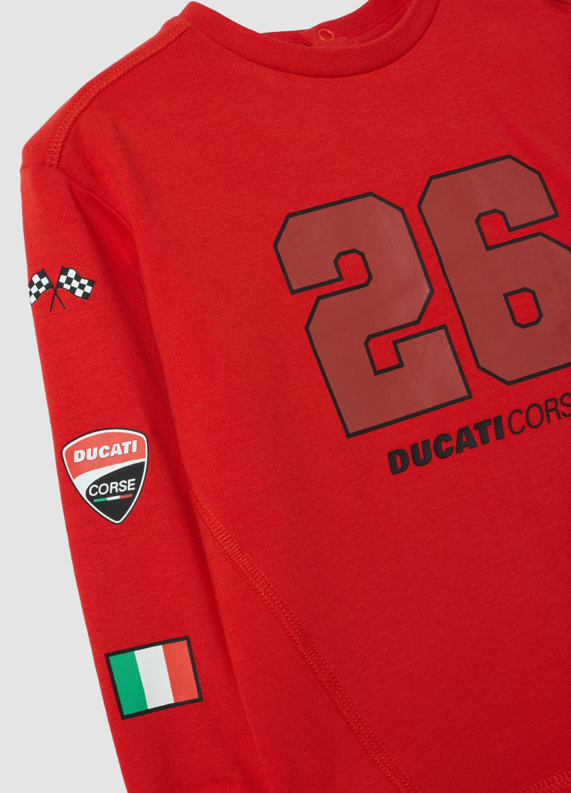 Red stretch cotton jersey T-shirt with Ducati print