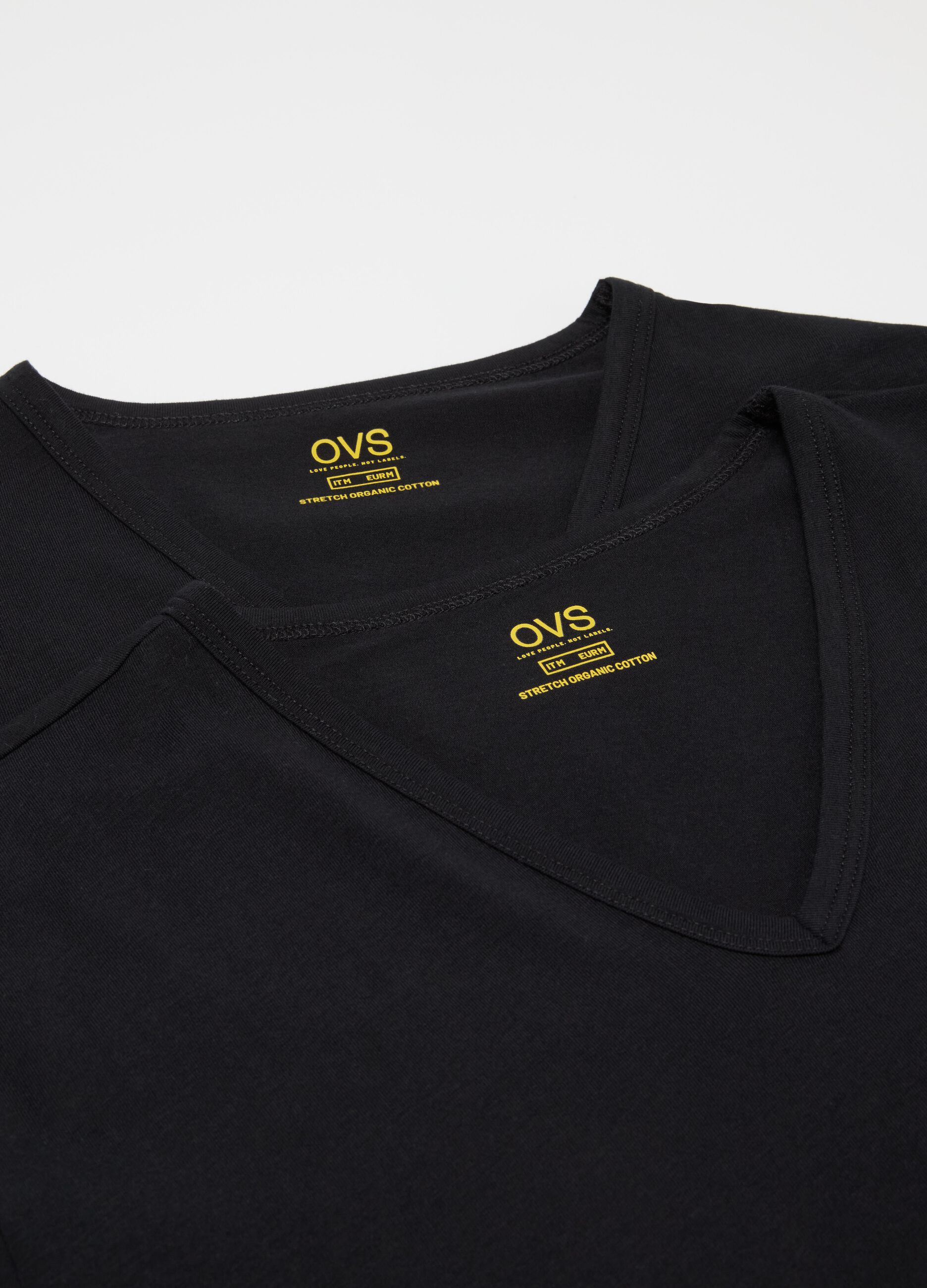 Two-pack organic cotton undershirts with V neck