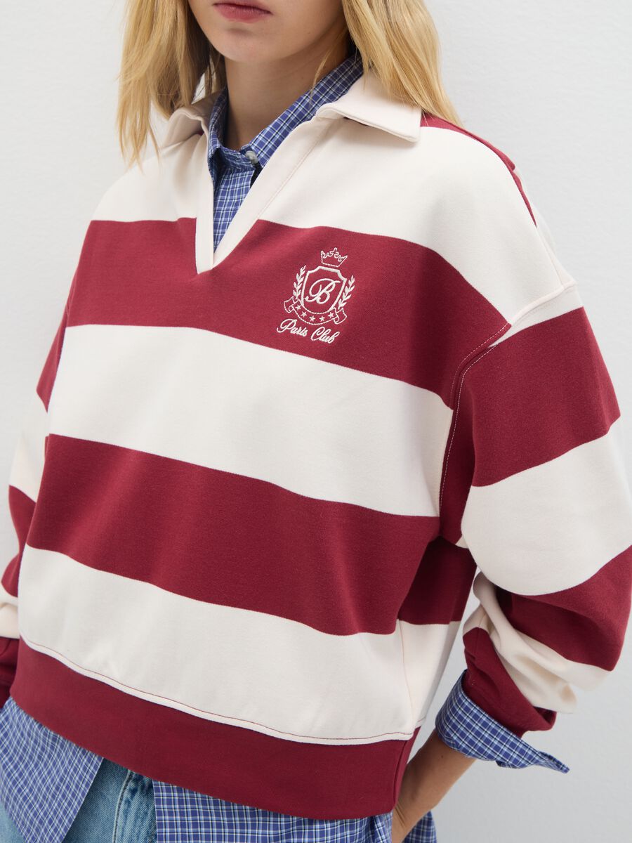 Regular fit striped cotton blend sweatshirt_2