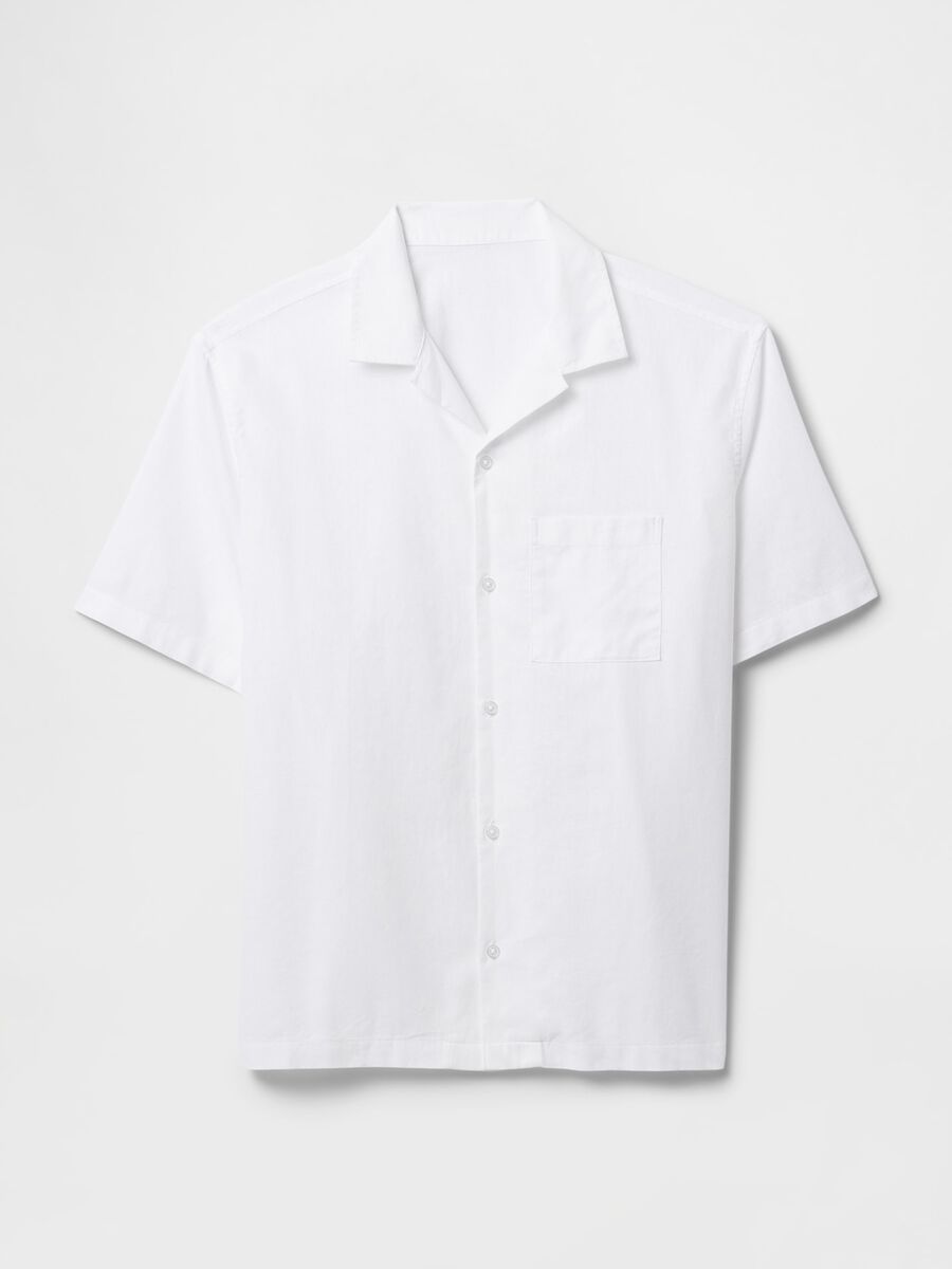 White Short-Sleeve Linen and Cotton Shirt by Gap_4