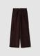 Brown pure cotton corduroy wide-leg trousers_0