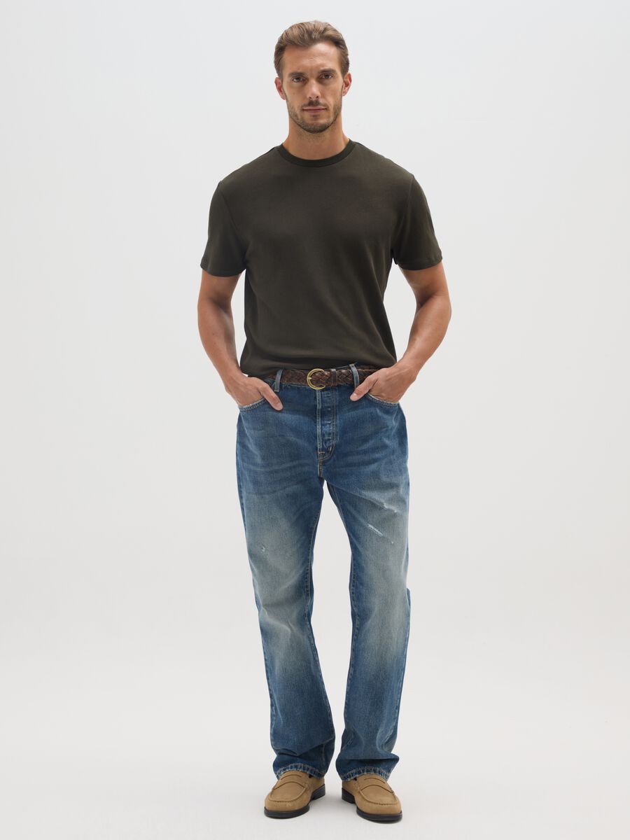 Regular fit green pure cotton T-shirt_1