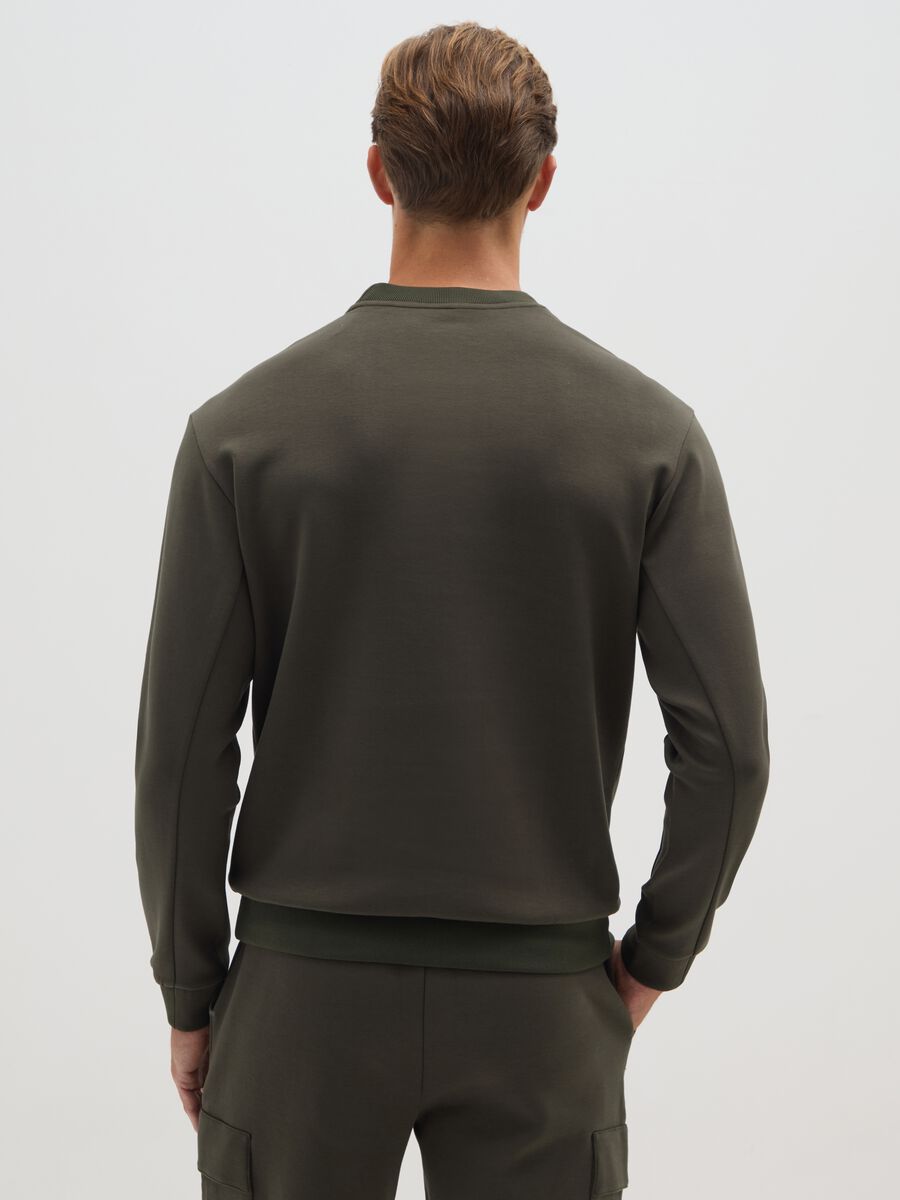 Green Cotton Blend Sweatshirt with Front Pocket_3