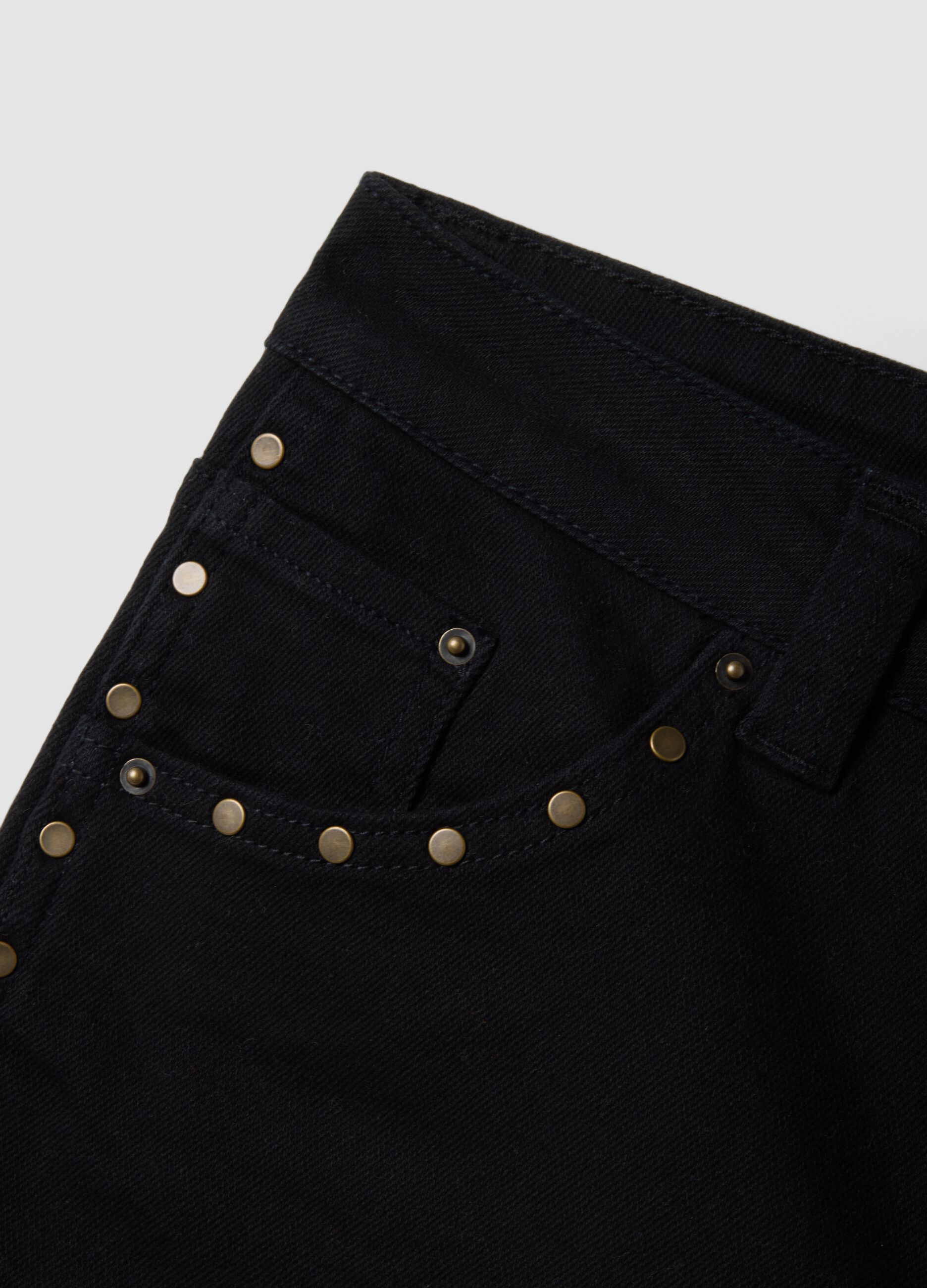 Black stretch cotton regular-fit shorts with studs