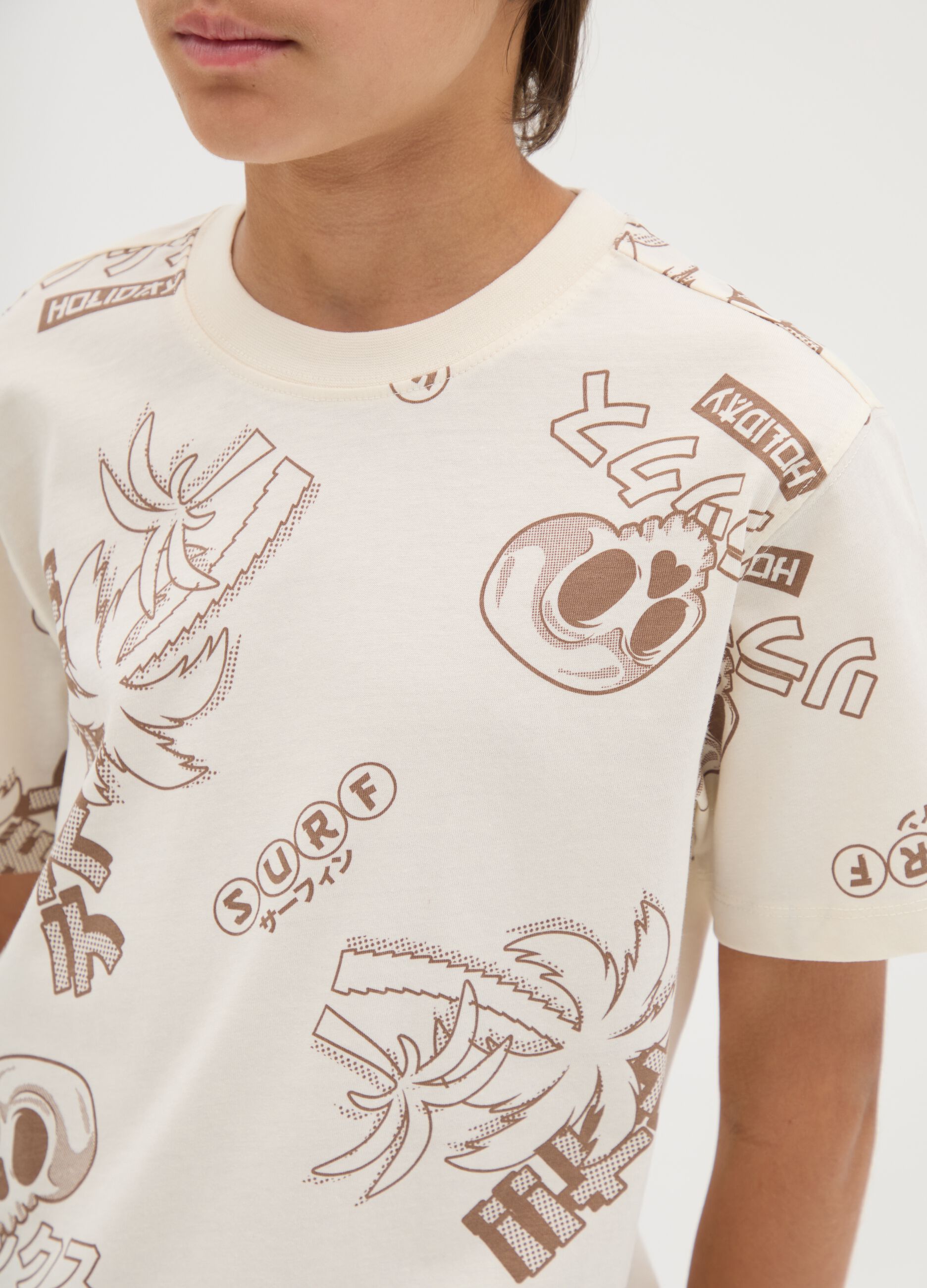 Multicolour regular fit boys' pure cotton T-shirt