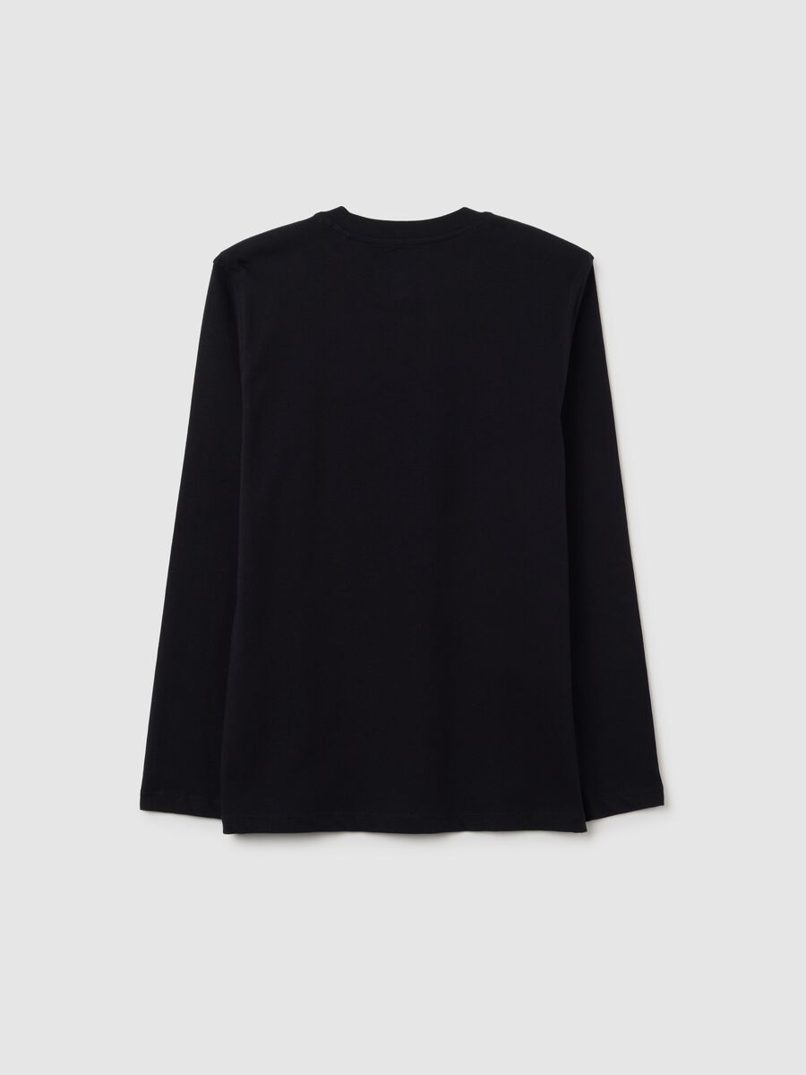 T-shirt da ragazzo in puro cotone nero regular fit_1