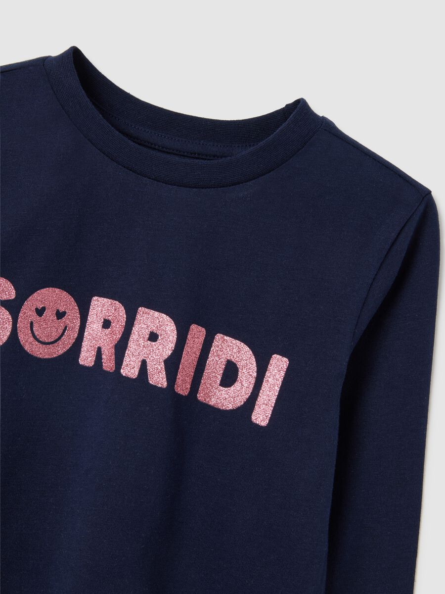 Girls' pure cotton blue regular fit T-shirt with 'LOVE' print_2
