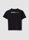 Black short-sleeved stretch-cotton T-shirt with motorbike print_1