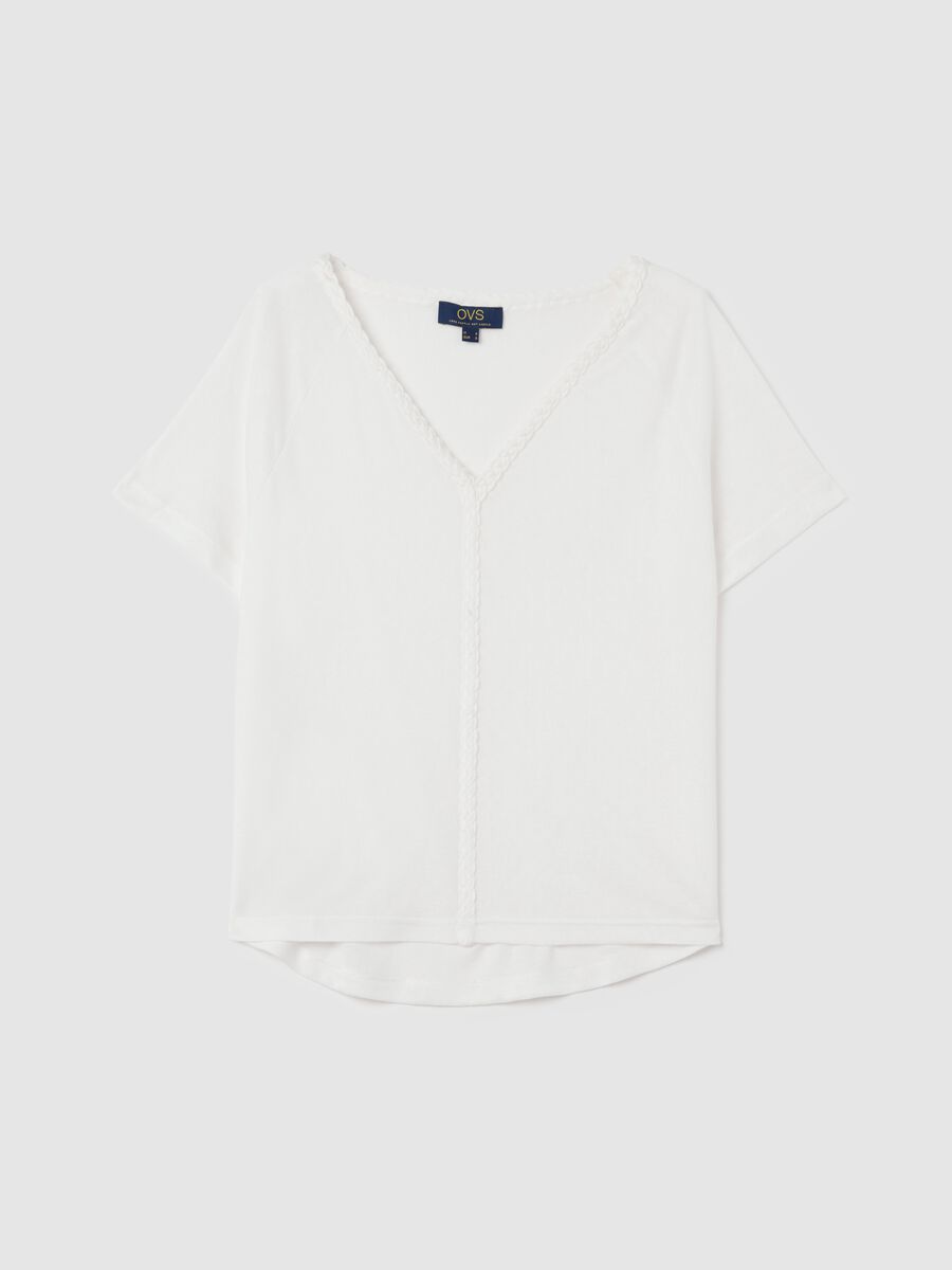 White T-shirt in viscose and polyester blend_4