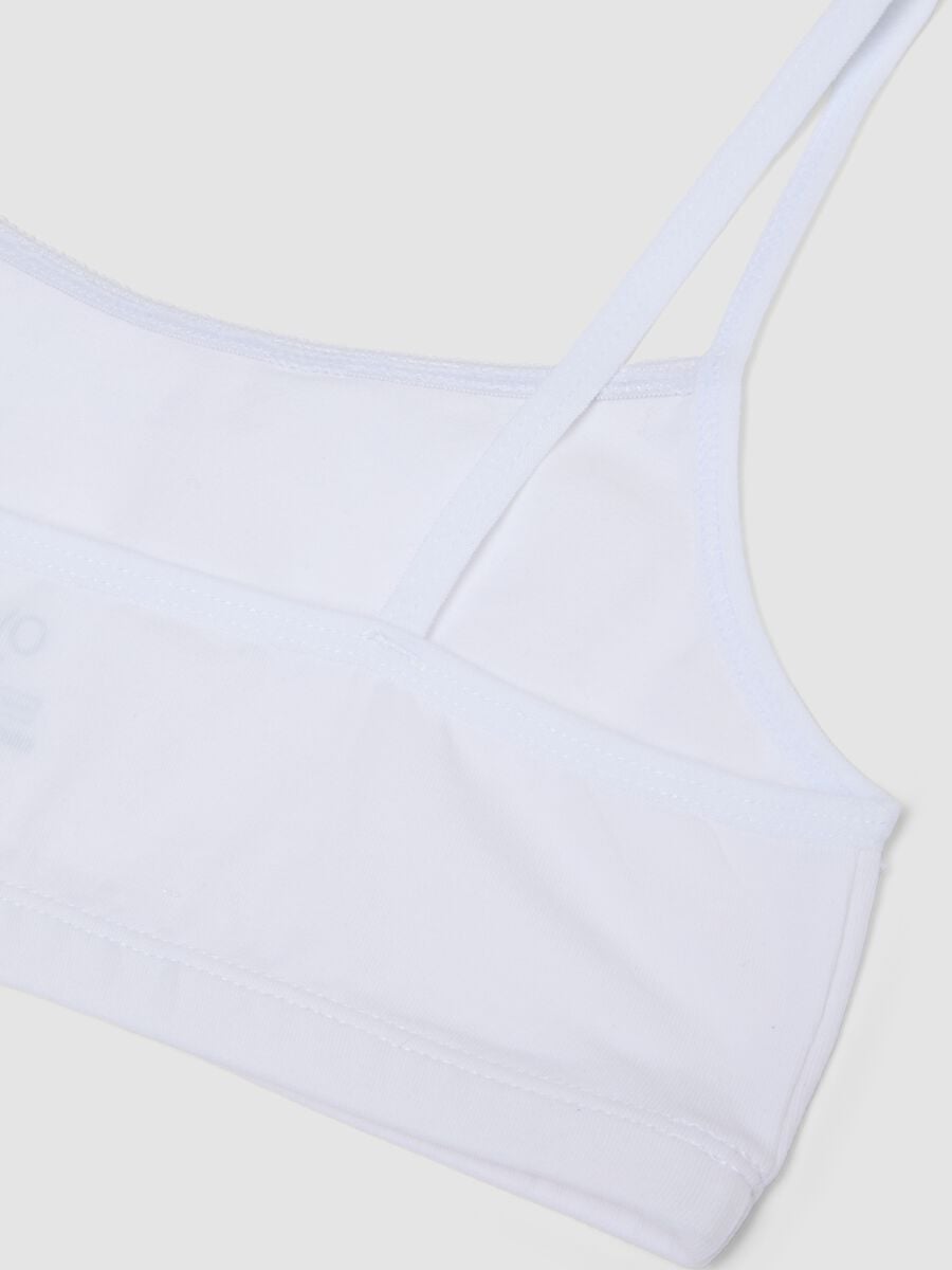 Bipack di bralette bianchi in cotone organico elasticizzato per bambina_2