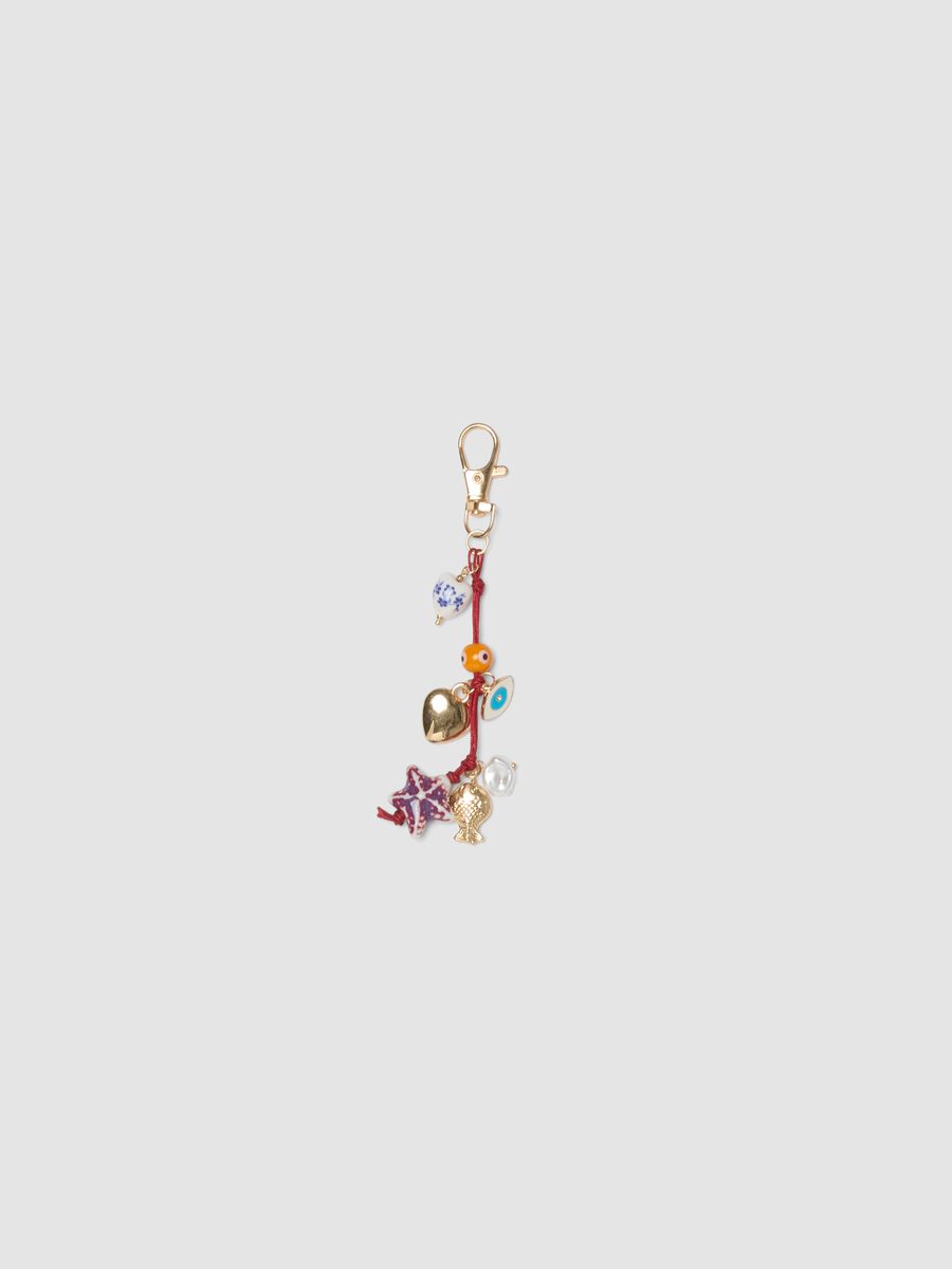 Multicolour keyring pendant with decorative charms_0