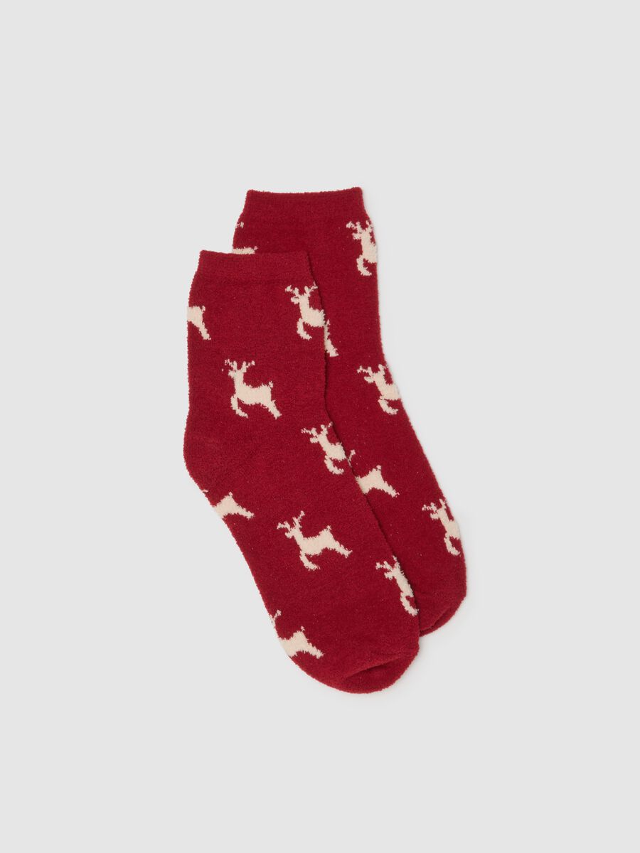 Multicolour Stretch Fabric Christmas Socks with Print_0