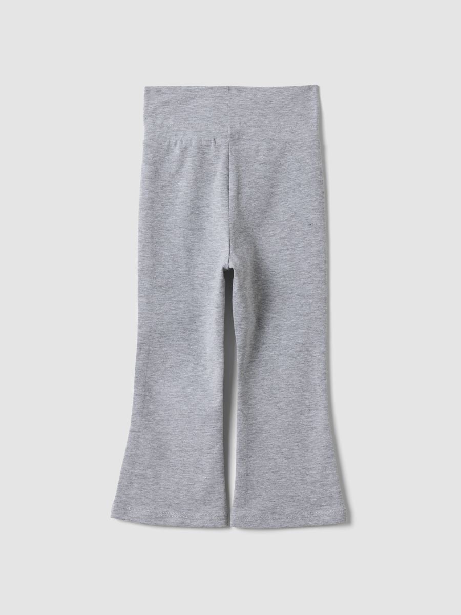 Leggings grigi flare in cotone organico e viscosa elasticizzato per bimba_1