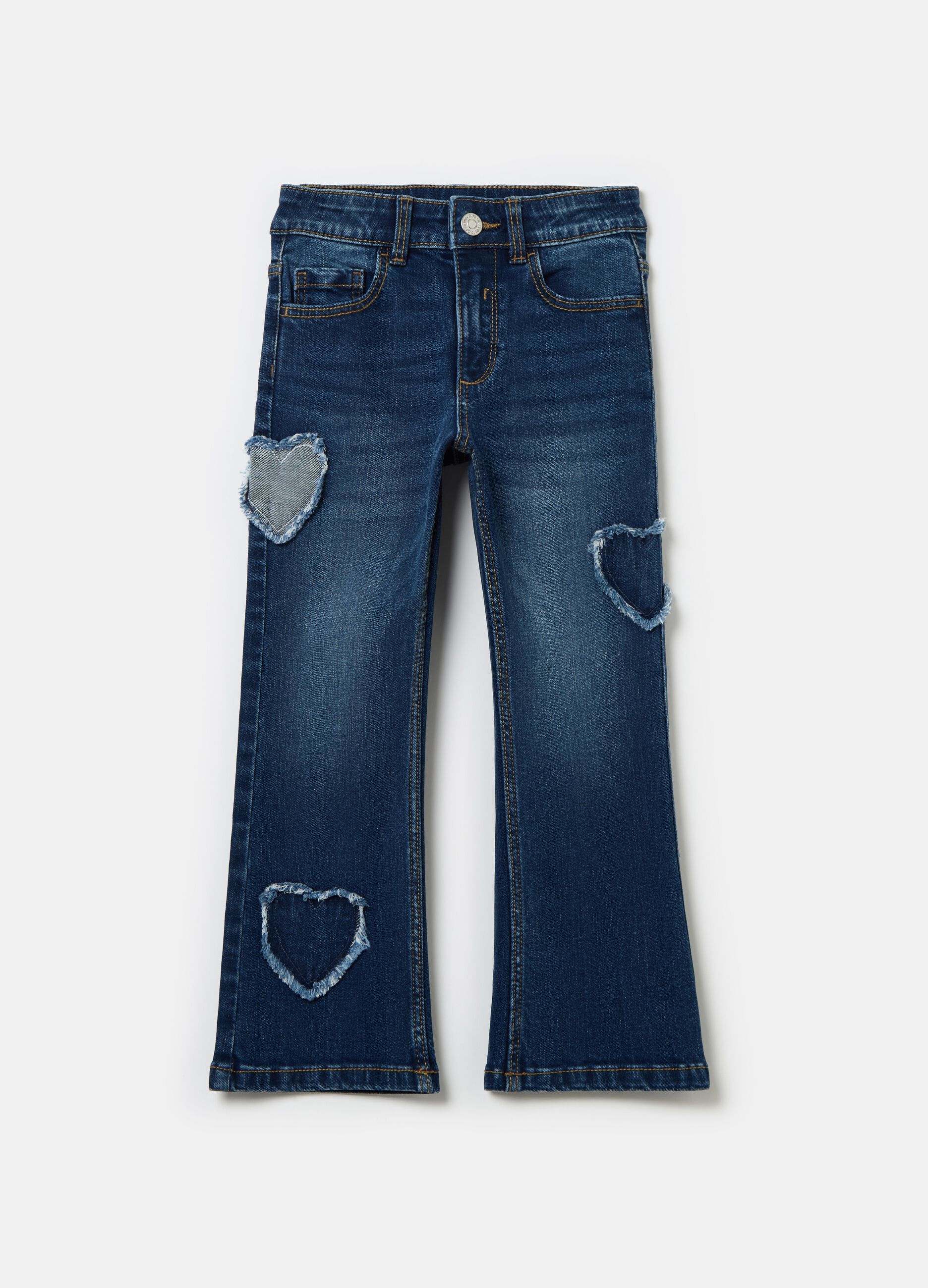 Jeans flare fit con cuori sfrangiati Lavaggio scuro OVS KIDS da Bambina OVS