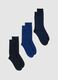Blue elasticated cotton blend ankle socks trio pack_0
