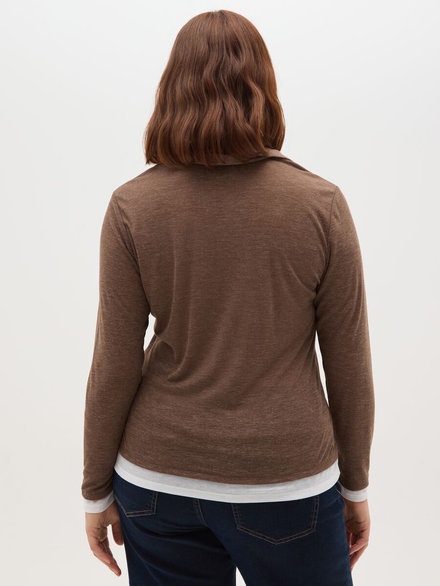 Maglia marrone regular fit con scollo a V_2