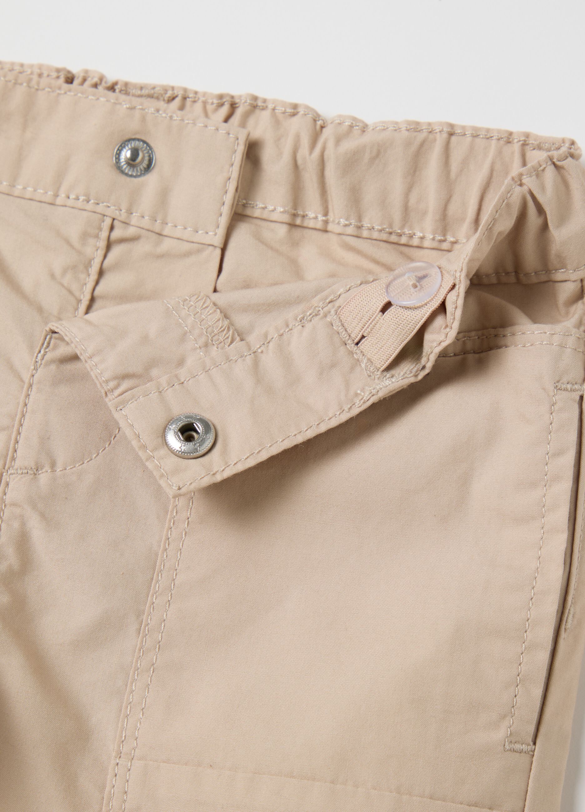 Shorts da bambino in puro cotone beige regular fit