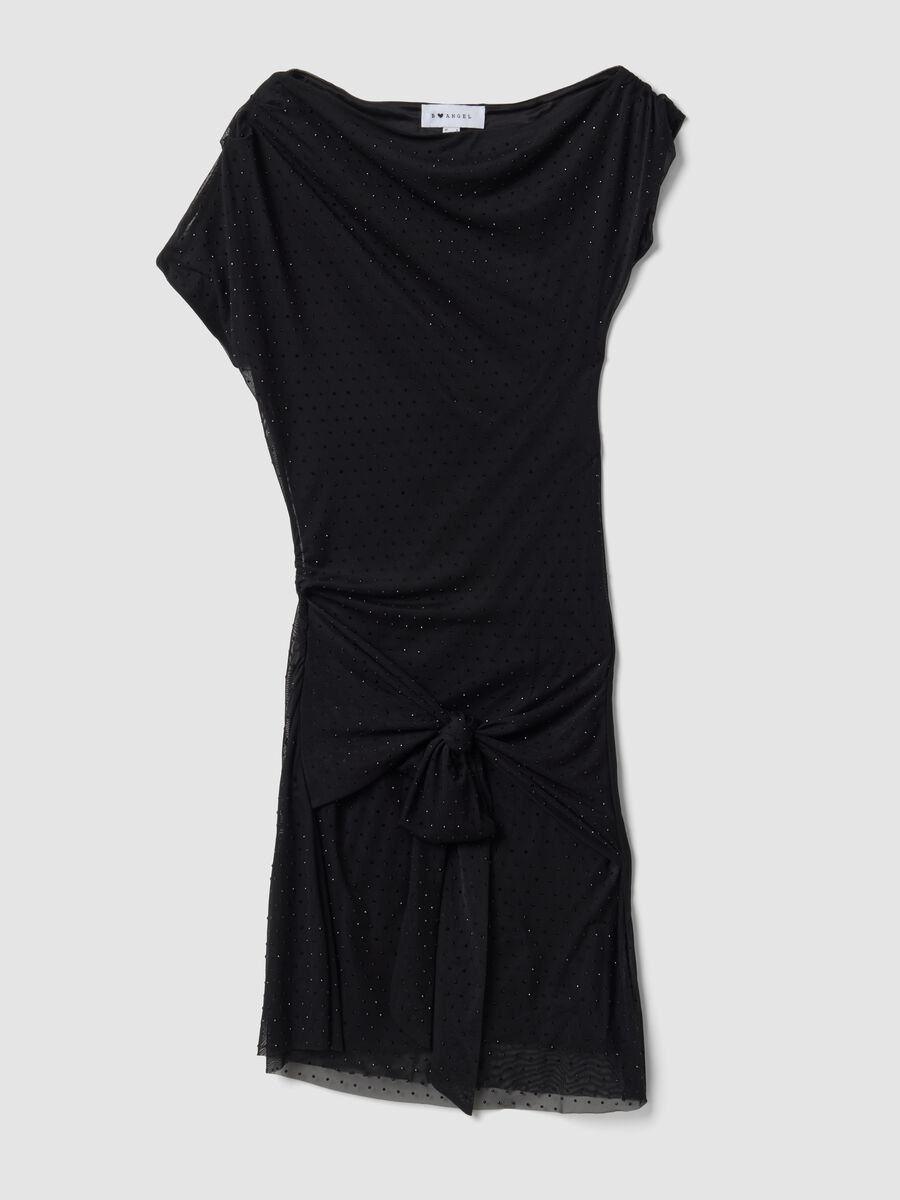Abito nero in tessuto elasticizzato con drappeggio regular fit_0