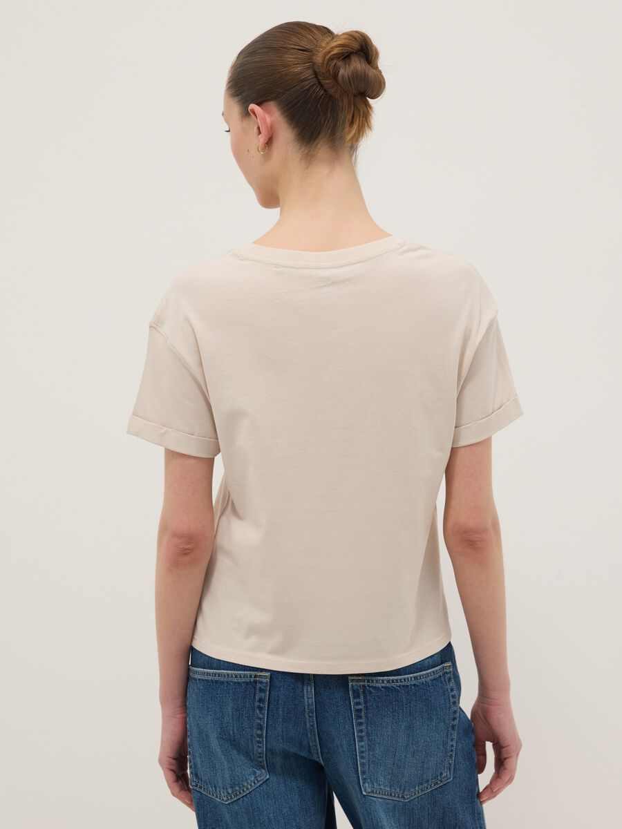 Beige pure cotton relaxed-fit V-neck T-shirt_3