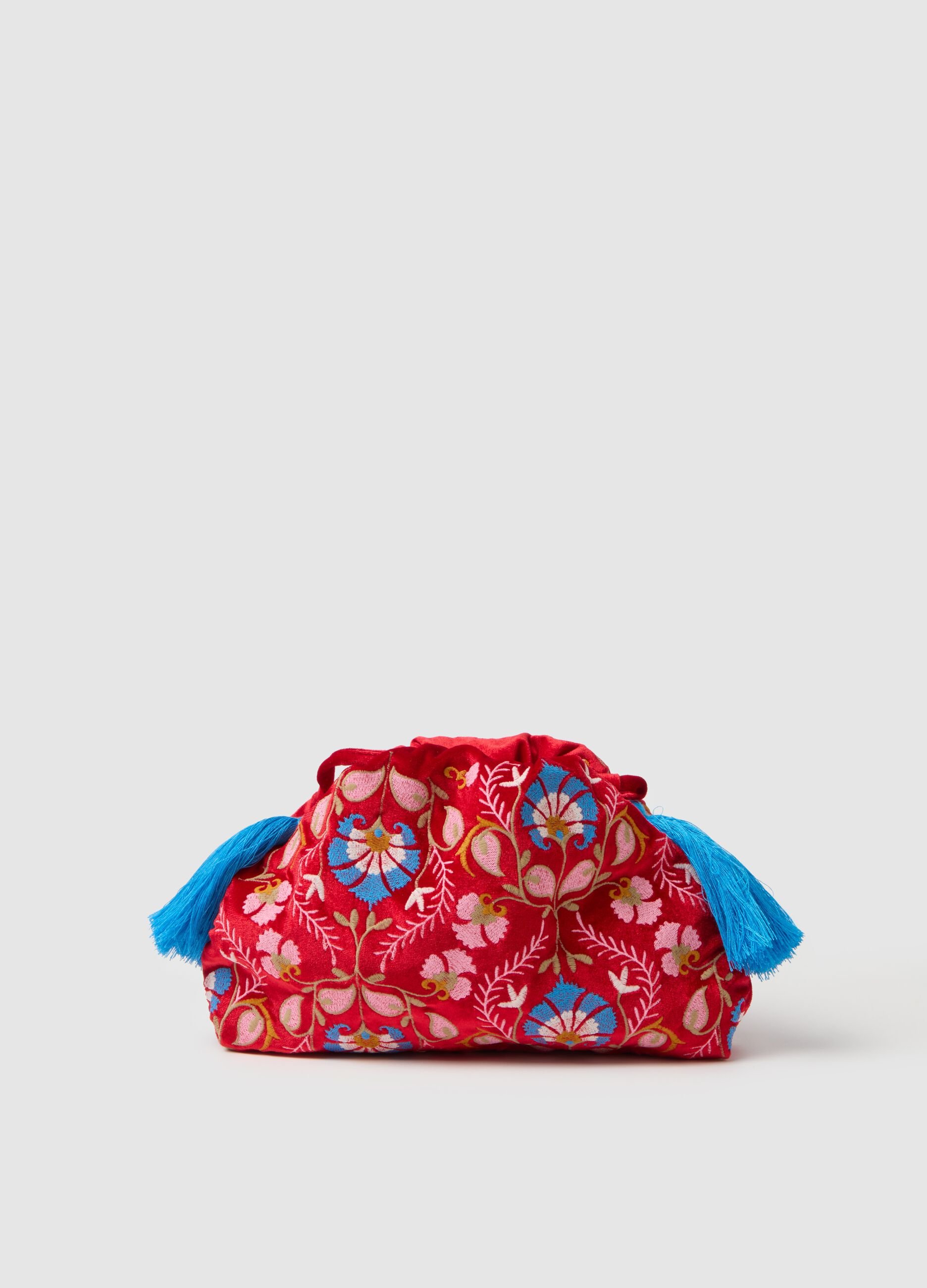 Multicolour clutch with floral design