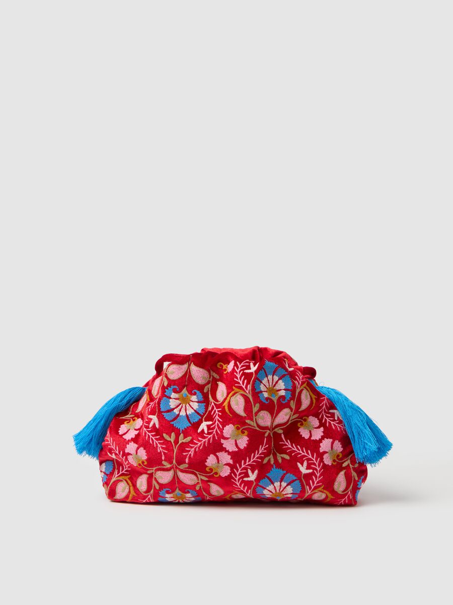 Multicolour clutch with floral design_0