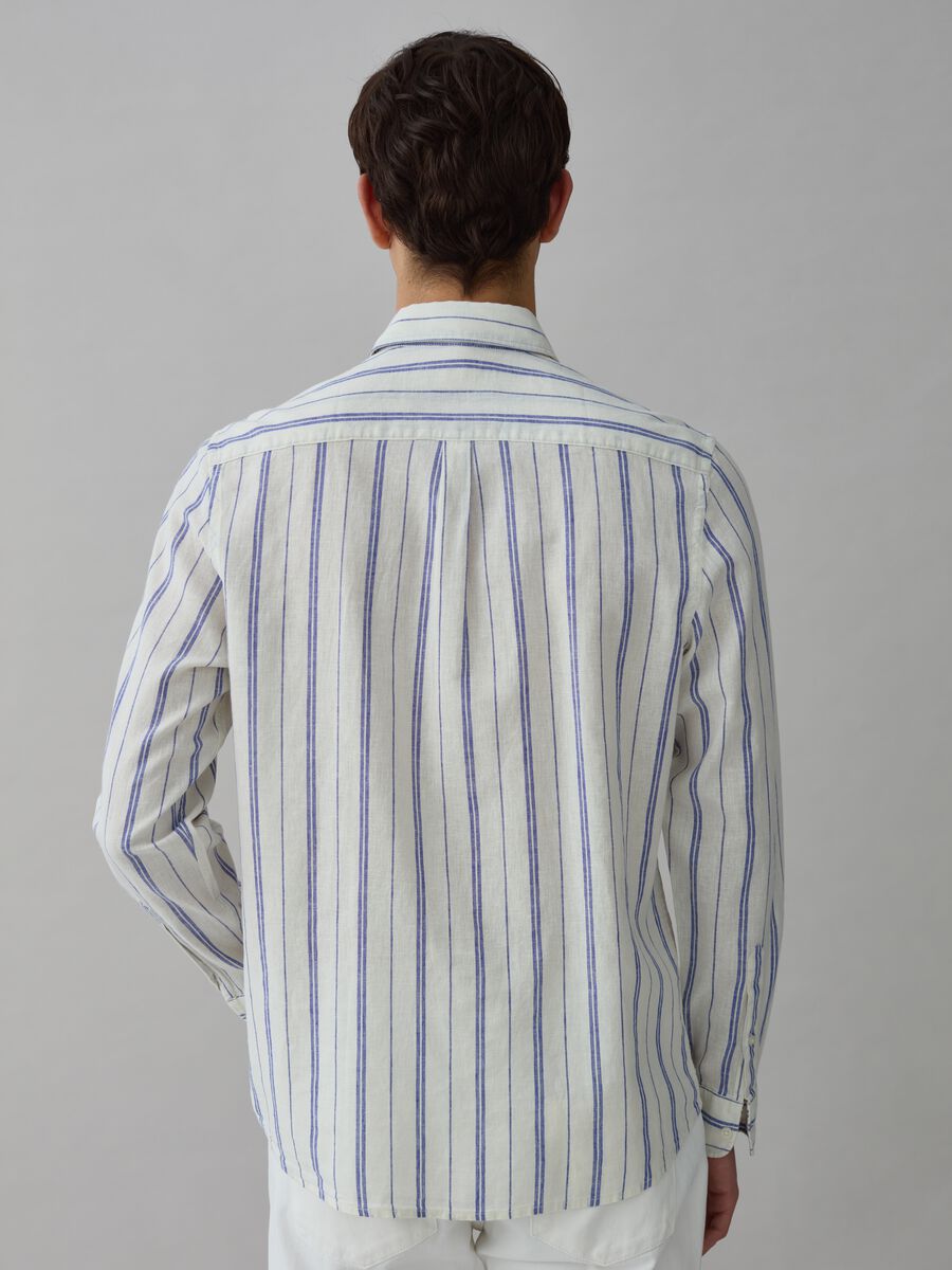 Regular-fit shirt in striped cotton and linen_2